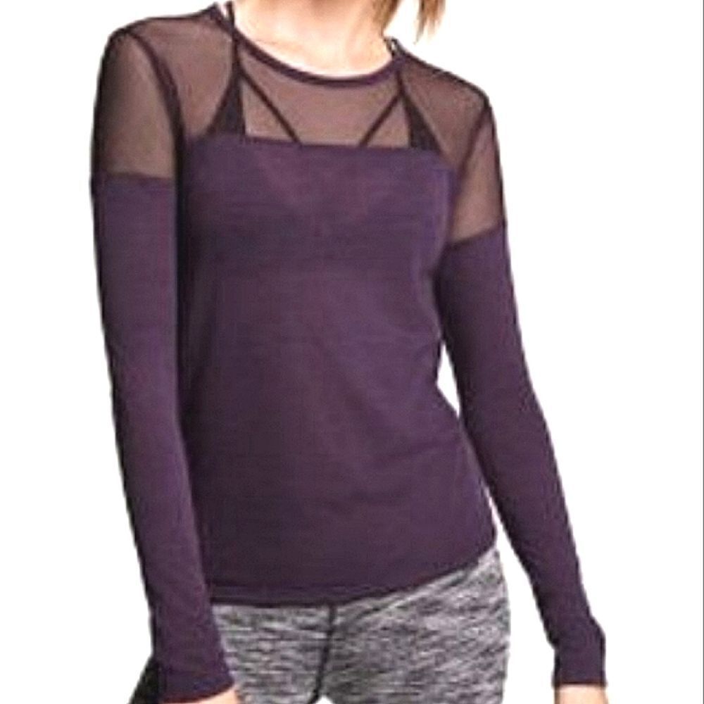 Victoria Sport Purple Crewneck Mesh Long Sleeve Top